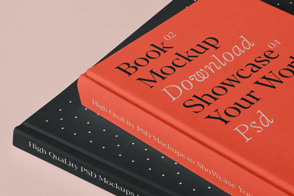 Free Two Hardcover Books Mockup PSD Template