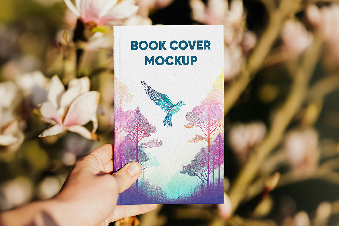 Free Vertical Book in Hand Mockup PSD Template