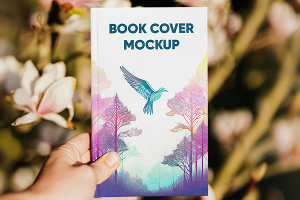 Free Vertical Book in Hand Mockup PSD Template