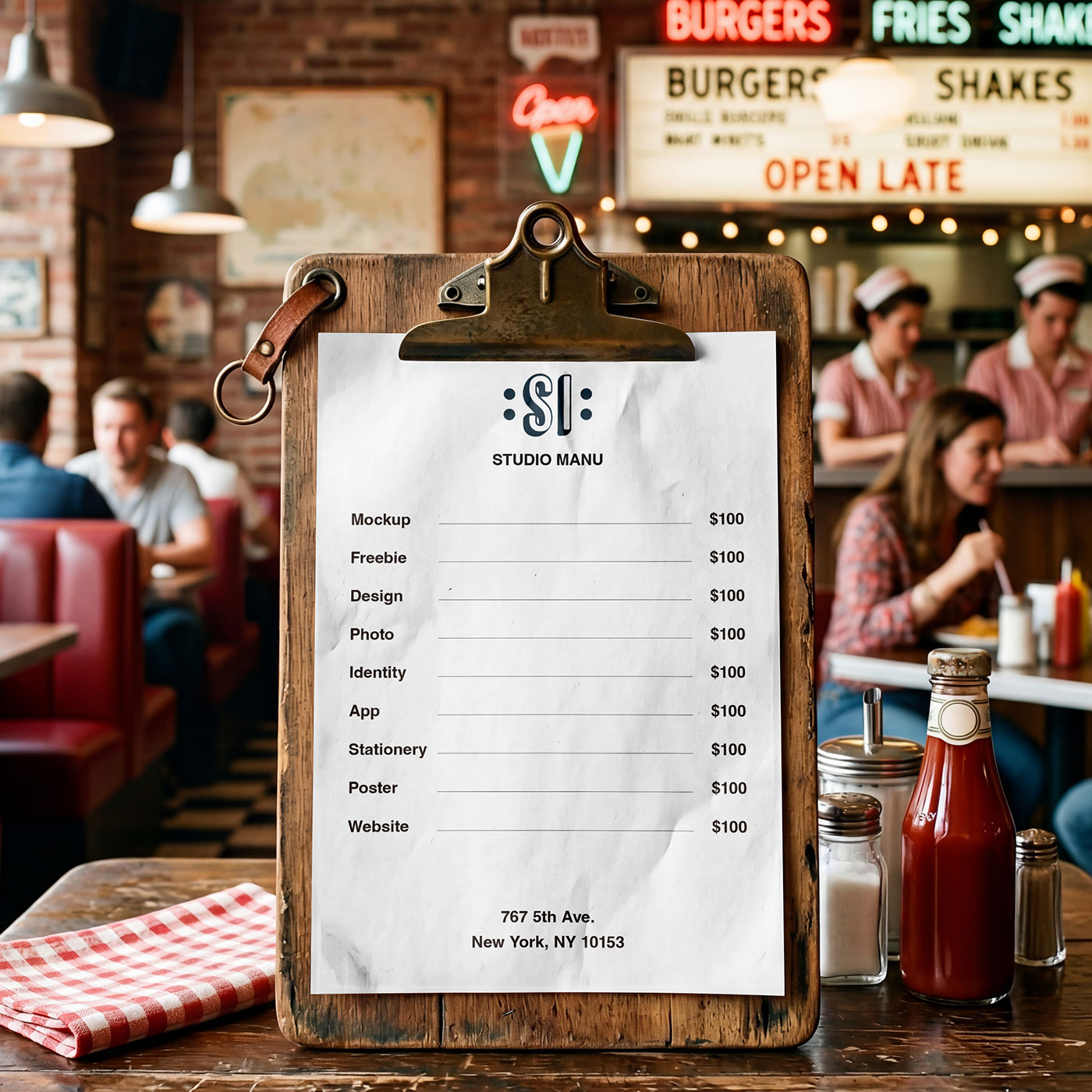 Free Vintage Menu Mockup PSD Template