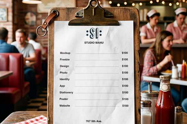 Free Vintage Menu Mockup PSD Template