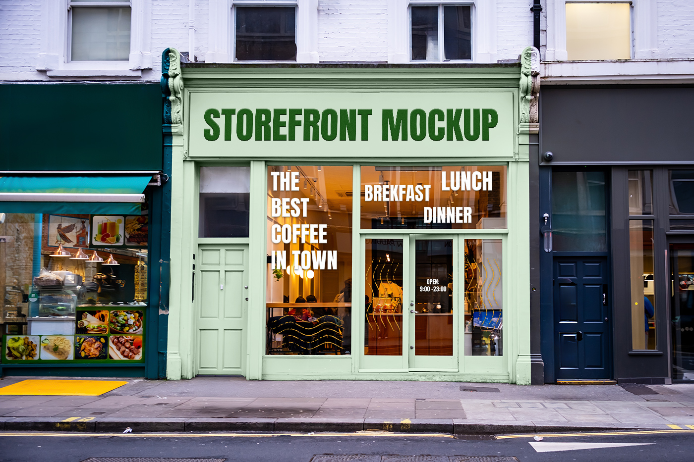 Free Vintage Storefront Mockup PSD Template