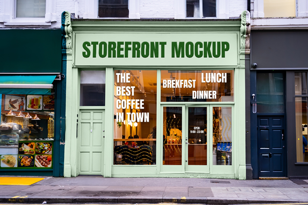 Free Vintage Storefront Mockup PSD Template