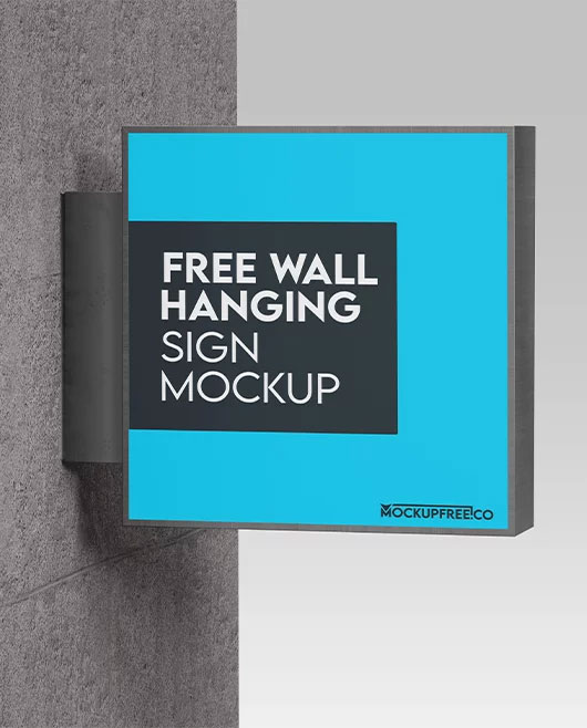 Free Wall Hanging Sign Mockup PSD Template