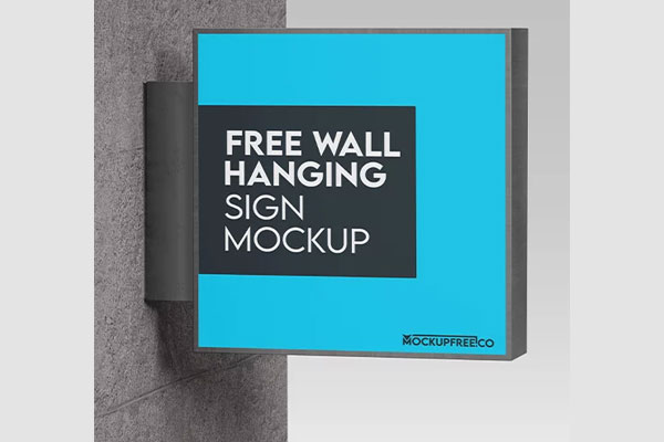 Free Wall Hanging Sign Mockup PSD Template