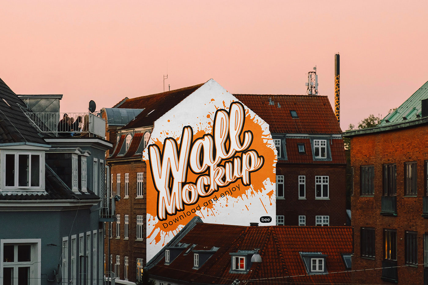 Free Wall in Old Town Mockup PSD Template
