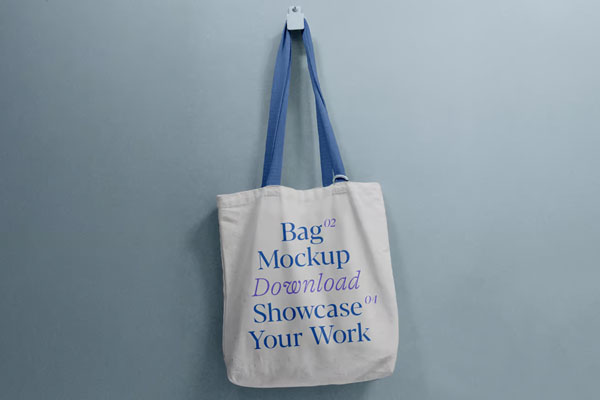Free White Hanging Tote Bag Mockup PSD Template