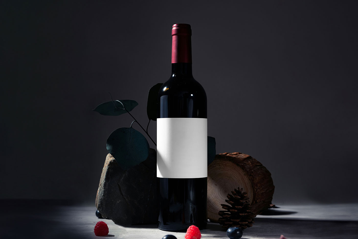 Free Wine Label on Bottle Mockup PSD Template