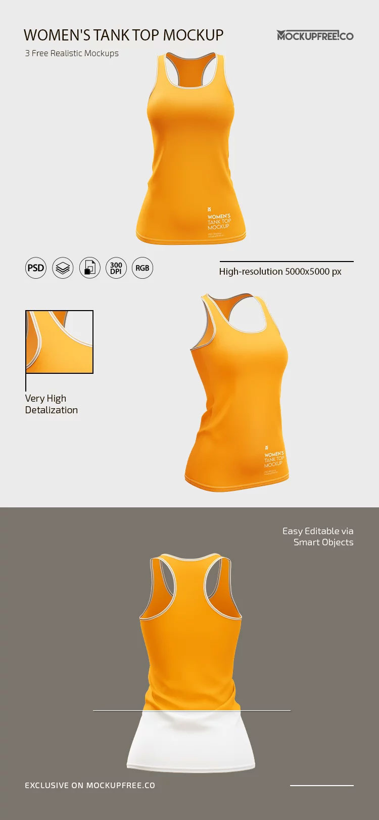Free Womens Tank Top Mockup PSD Template
