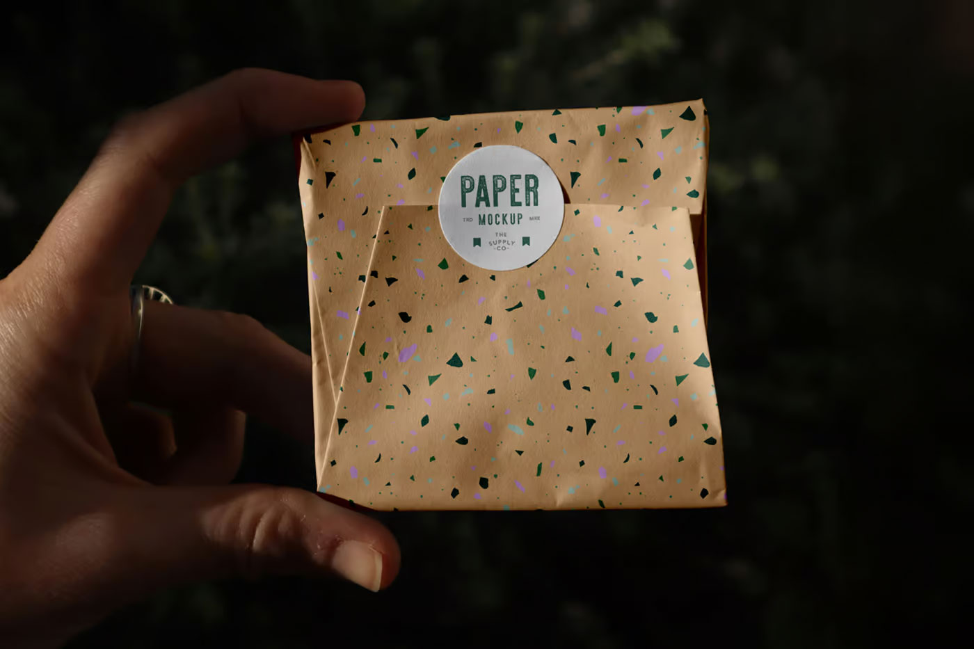 Free Wrapping Paper Package Mockup PSD Template