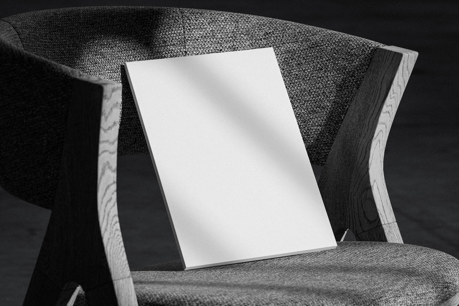 Free A4 Magazine Cover Mockup on Fabric Chair PSD Template