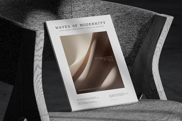 Free A4 Magazine Cover Mockup on Fabric Chair PSD Template