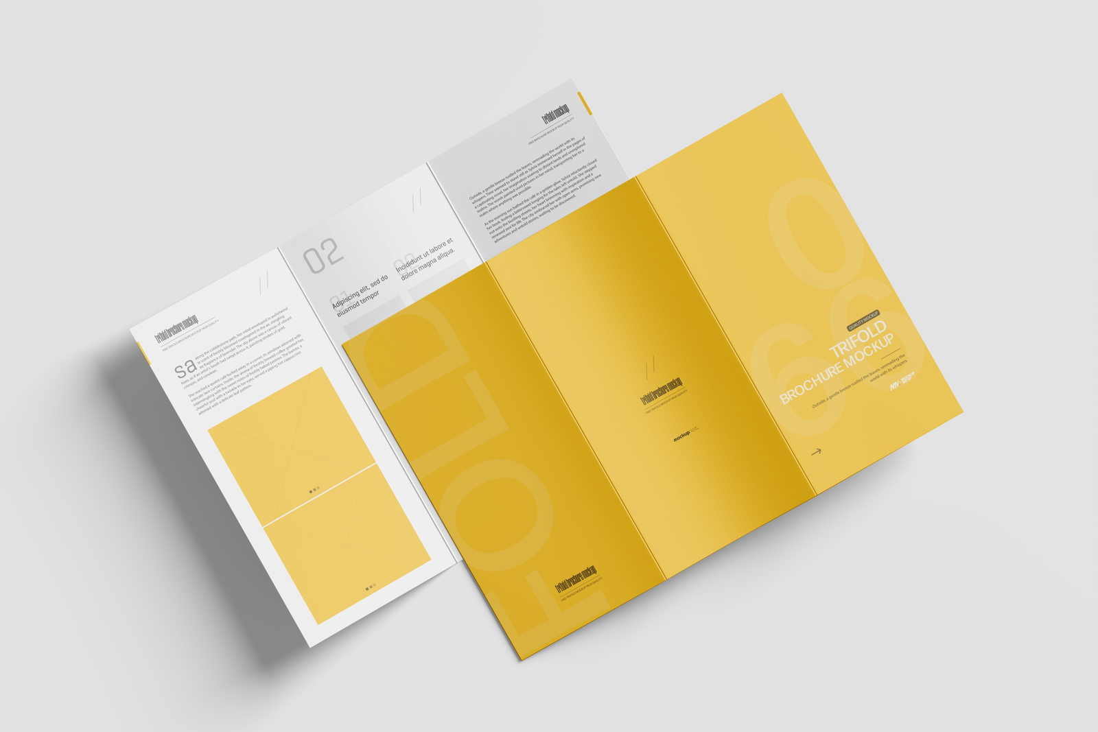 Free A4 Trifold Brochure Mockup Front and Back PSD Template
