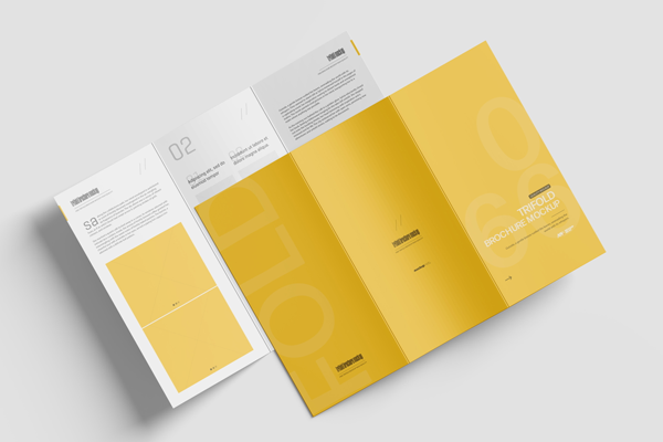 Free A4 Trifold Brochure Mockup Front and Back PSD Template