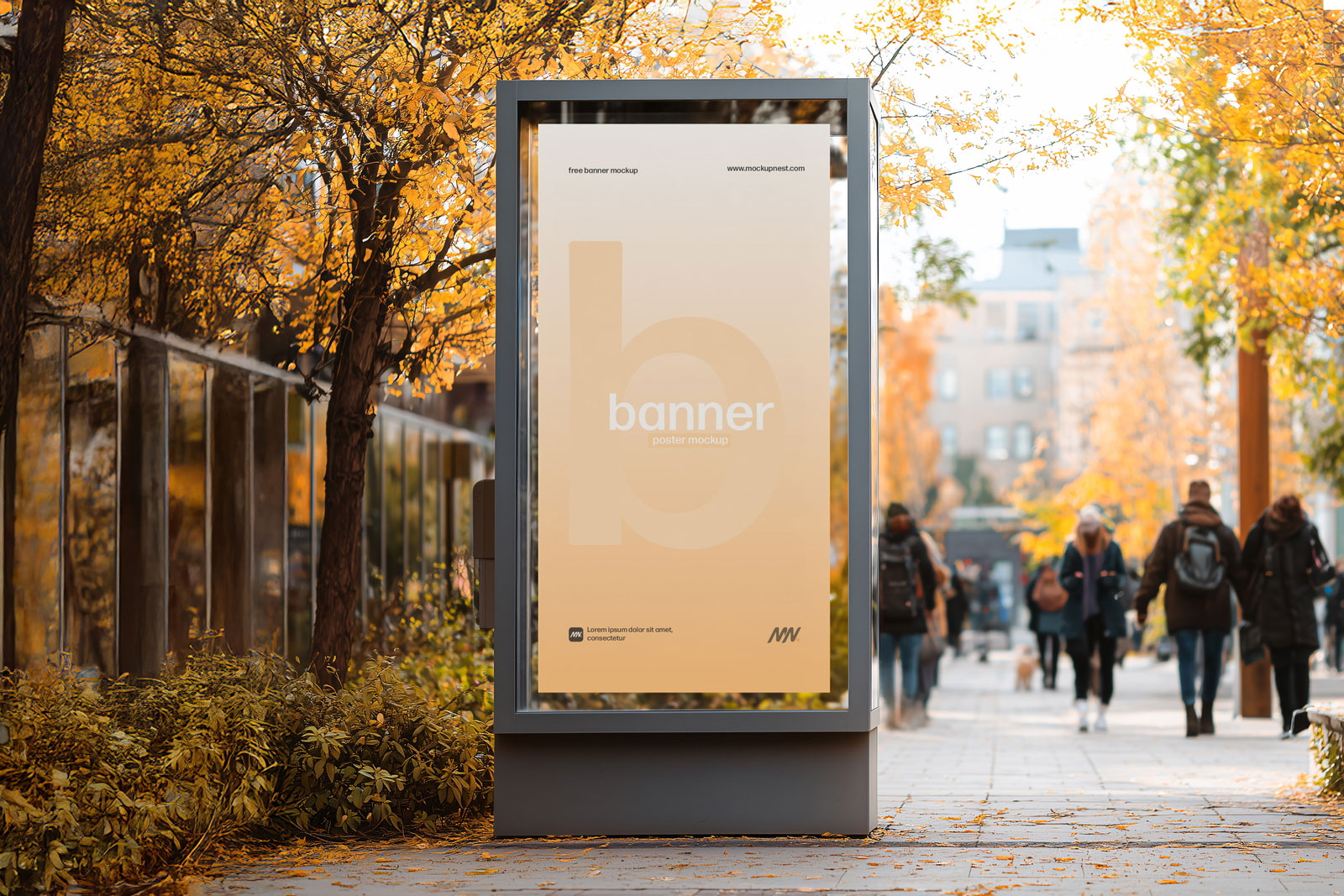 Free Autumn Outdoor Citylight Billboard Mockup PSD Template