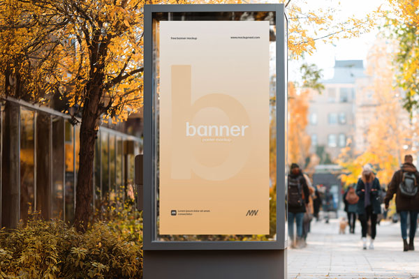 Free Autumn Outdoor Citylight Billboard Mockup PSD Template