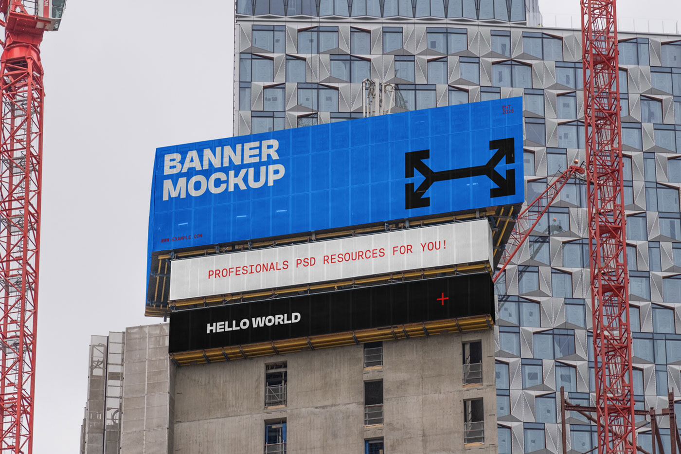 Free Banner on Construction Mockup PSD Template