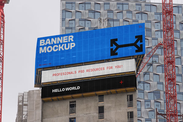 Free Banner on Construction Mockup PSD Template