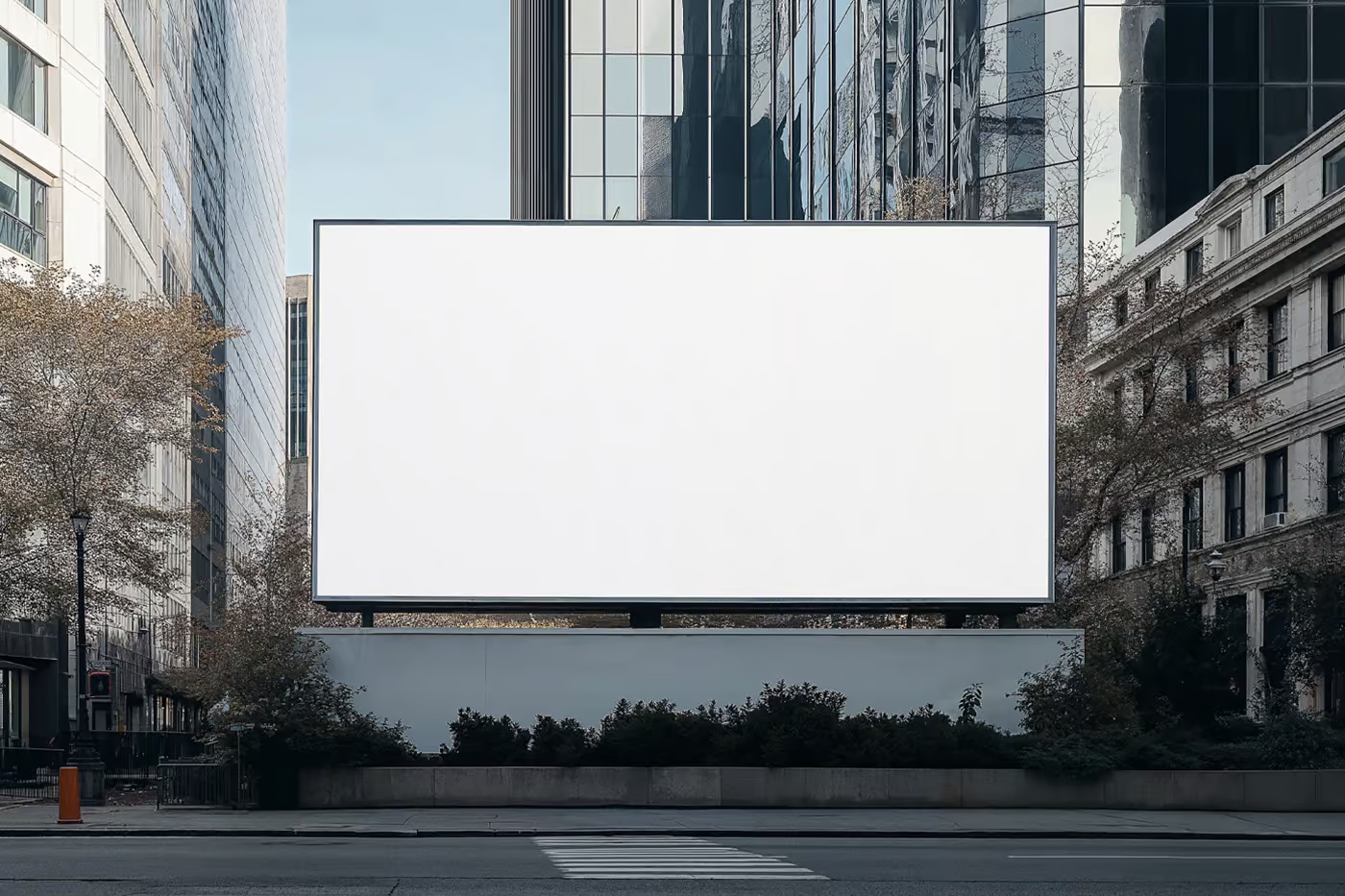 Free Big Billboard in City Center Mockup PSD Template