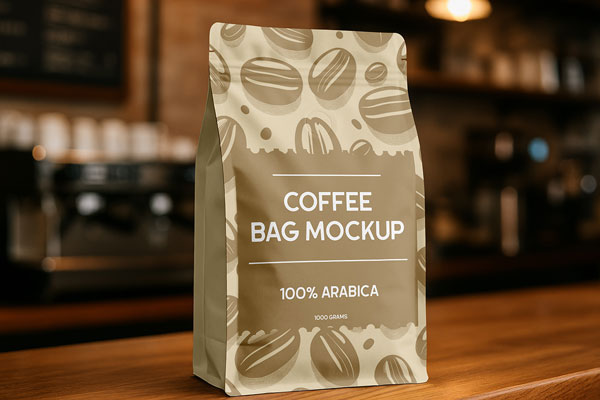 Free Big Coffee Bag Mockup PSD Template