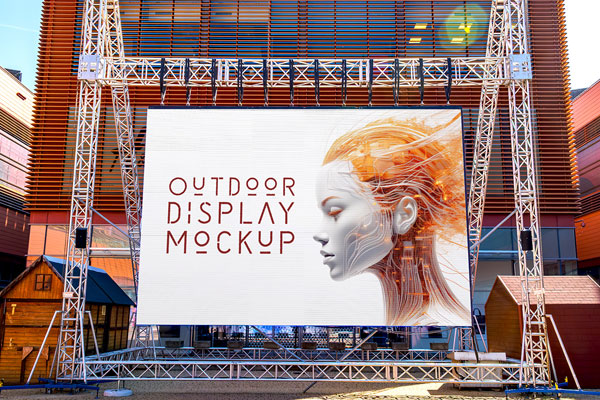 Free Big Outdoor Display Mockup PSD Template
