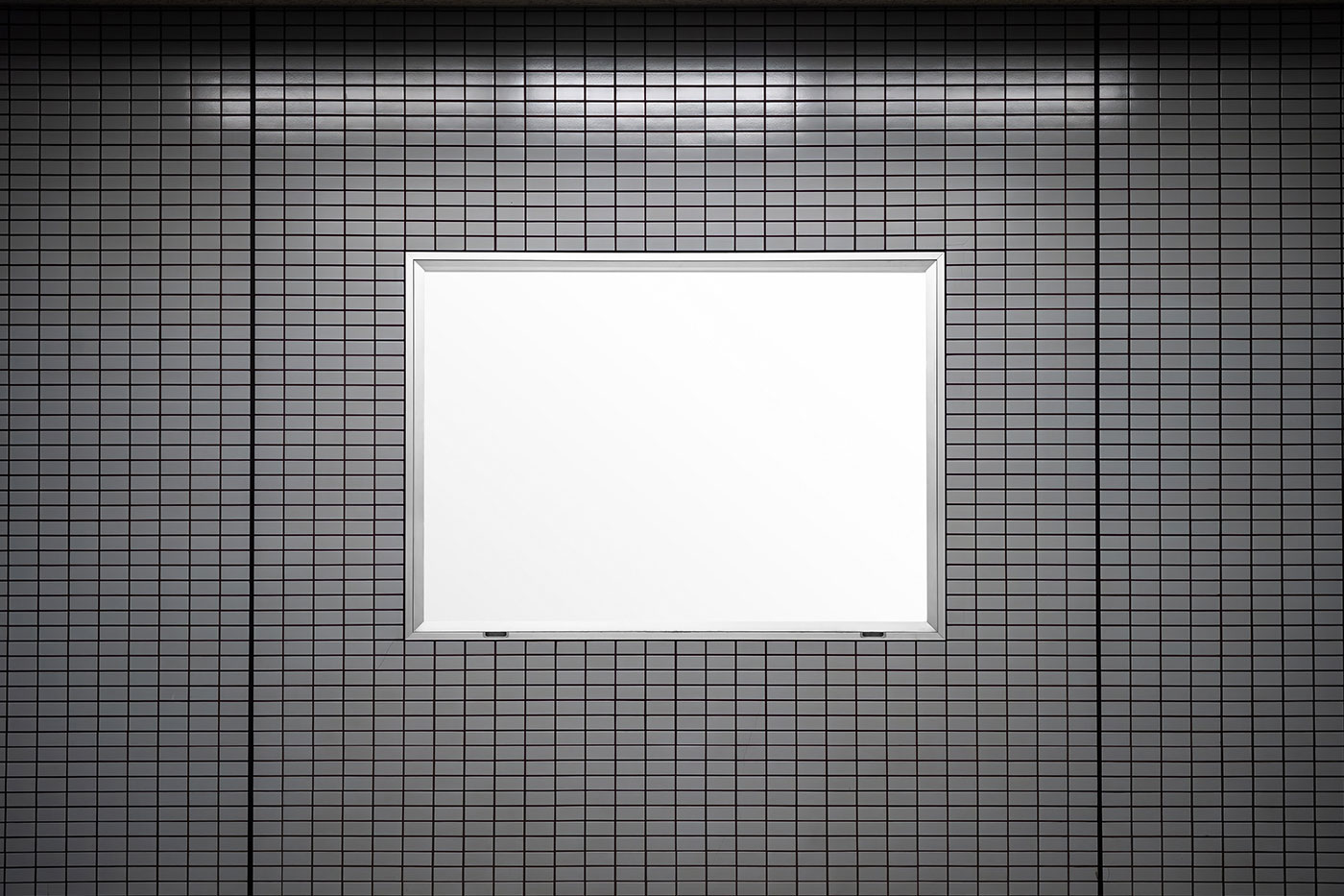 Free Billboard on Grey Wall Mockup PSD Template