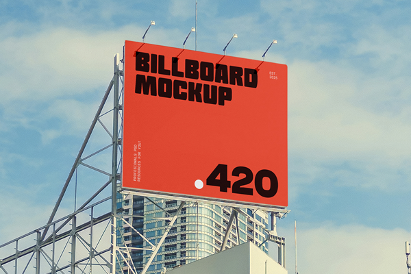 Free Billboard on Top Mockup PSD Template