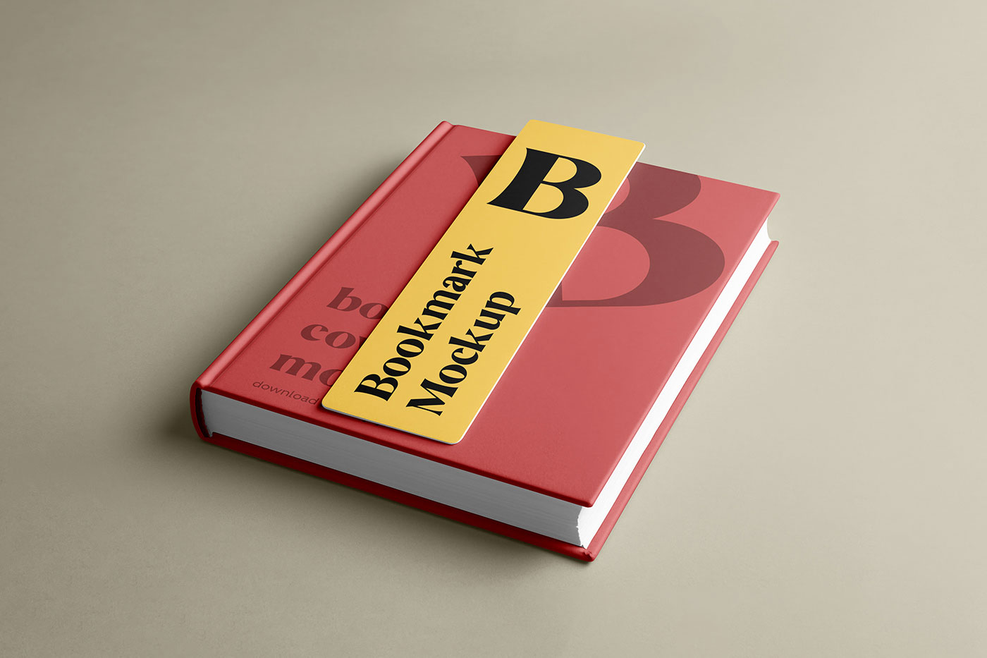 Free Book with Bookmark Mockup PSD Template