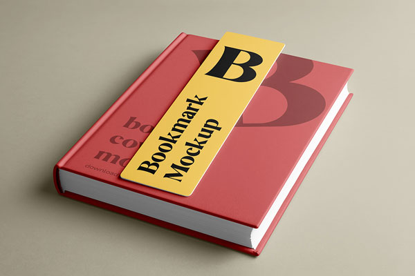 Free Book with Bookmark Mockup PSD Template