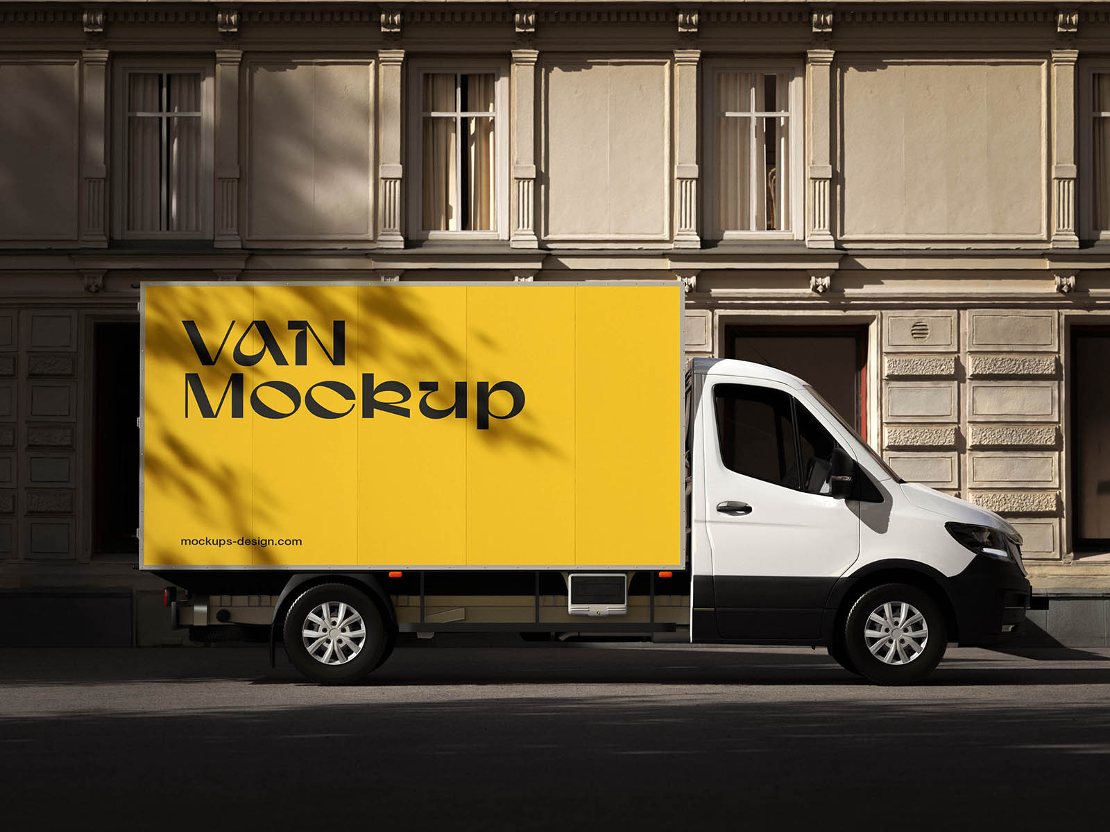 Free Box Body Delivery Van Mockup PSD Template