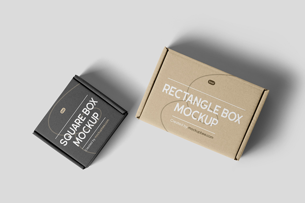 Free Boxes Top View Mockup PSD Template