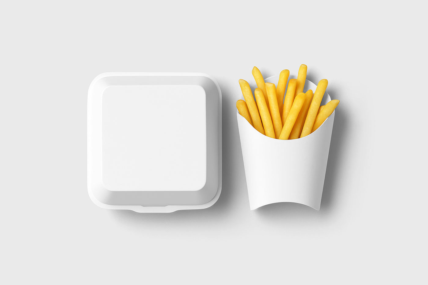 Free Burger Box with Chips Mockup PSD Template