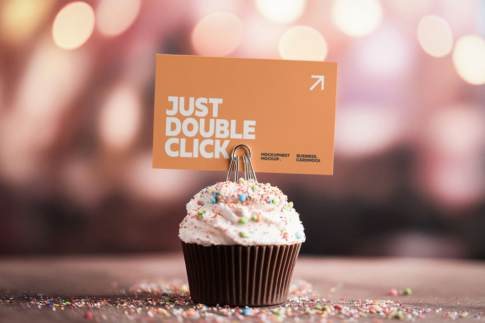 Free Business Card Mockup Bokeh Background PSD Template