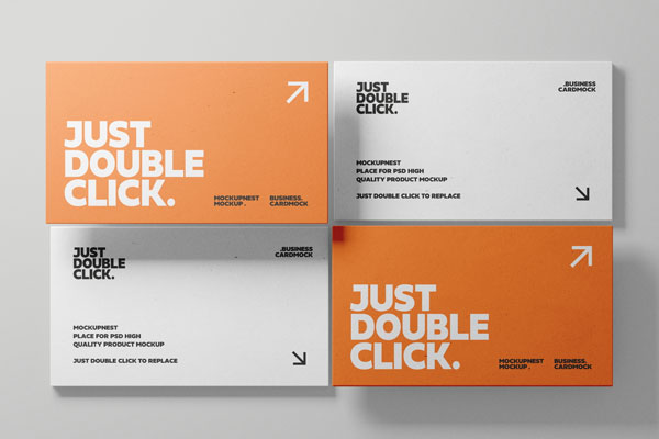 Free Business Card Mockup Top View PSD Template