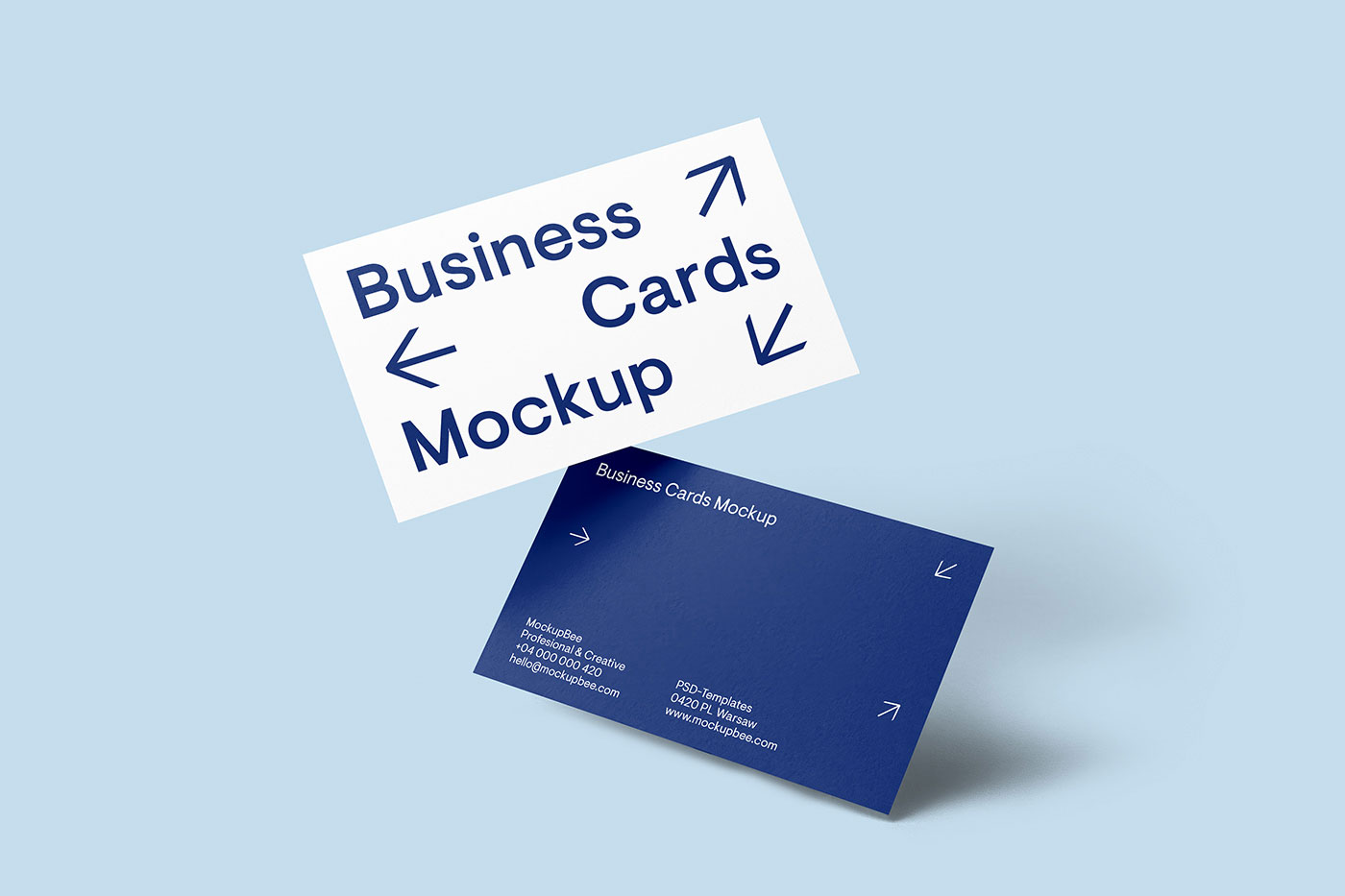 Free Business Cards Scene Mockup PSD Template