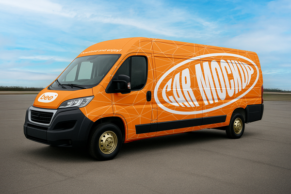 Free Cargo Bus Vehicle Mockup PSD Template