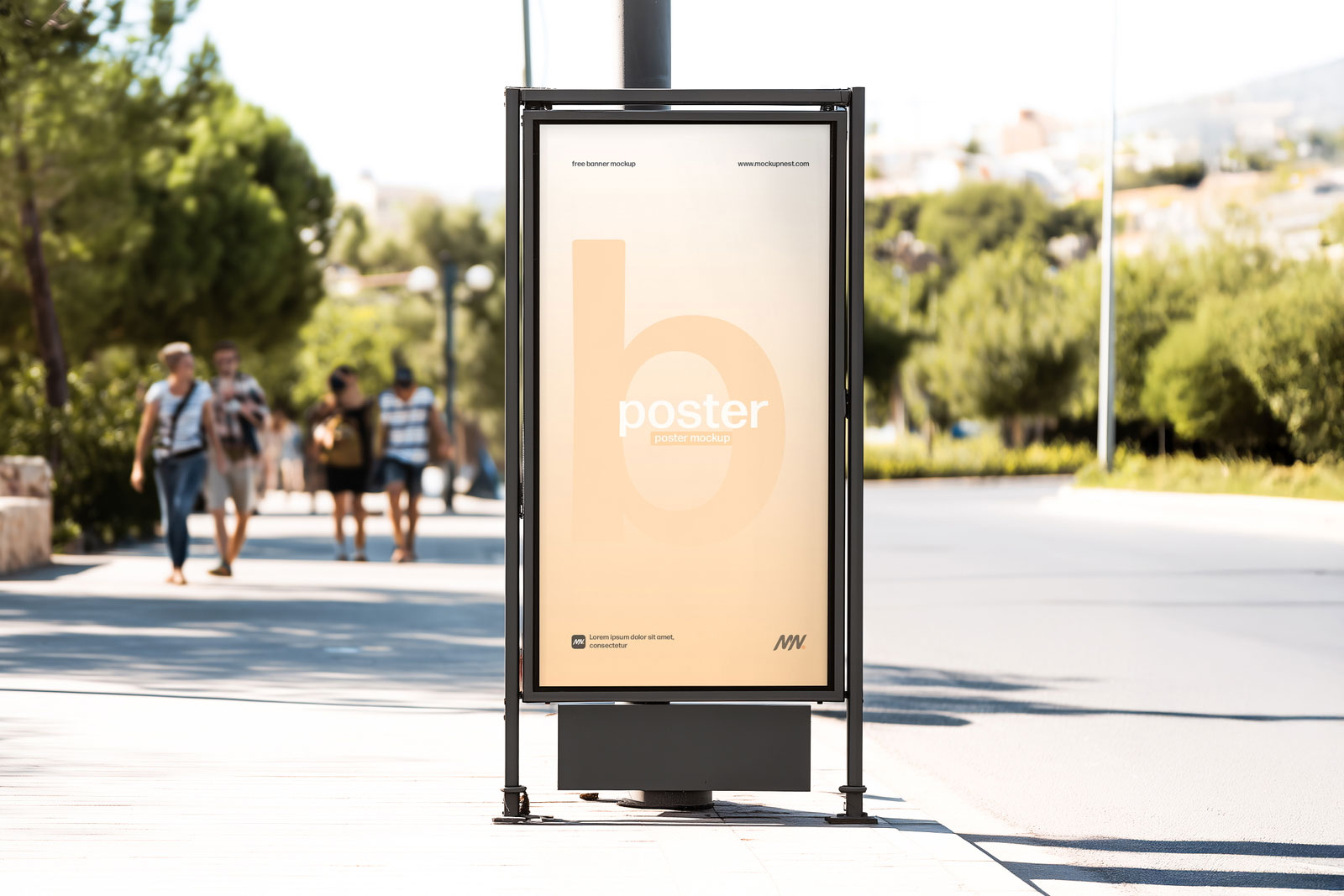 Free Citylight Board Mockup on Roadside PSD Template