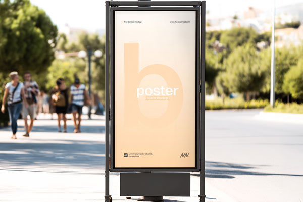 Free Citylight Board Mockup on Roadside PSD Template