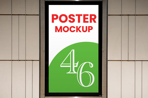 Free Citylight in Metal Frame Mockup PSD Template