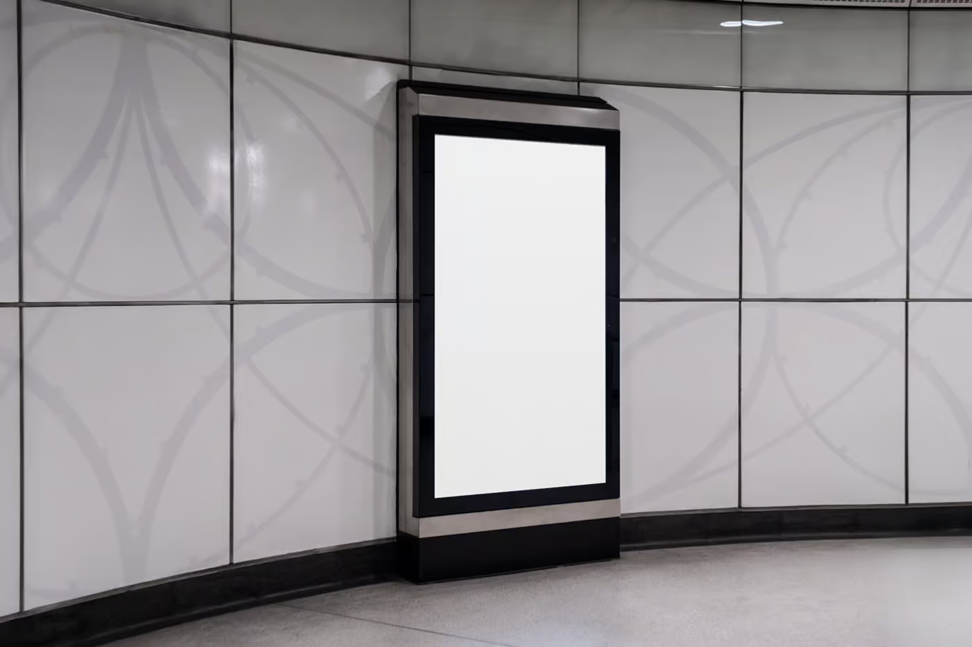 Free Citylight in the White Wall Mockup PSD Template