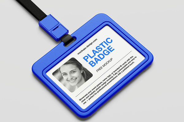 Free Clean Plastic Badge Mockup PSD Template