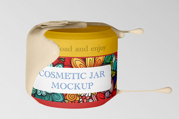 Free Cosmetic Jar in Creme Mockup PSD Template