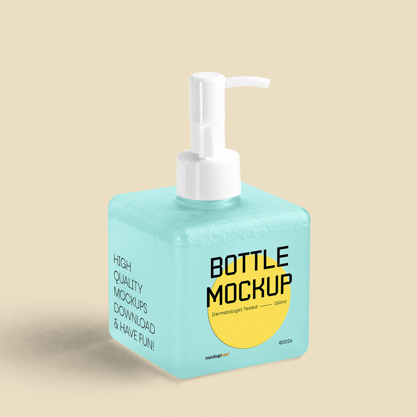 Free Cubic Dispenser Bottle Mockup PSD Template
