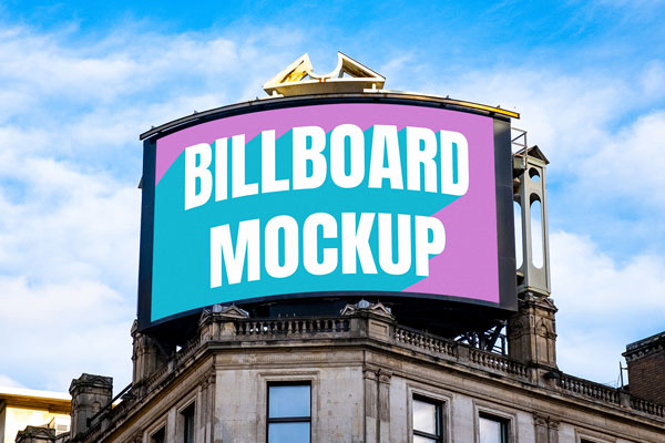 Free Curved Billboard Screen Mockup PSD Template