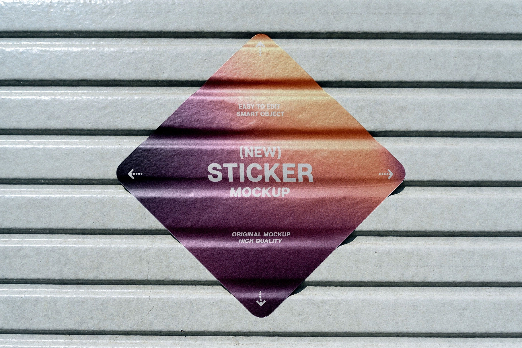 Free Diamond Sticker Mockup on Roller Shutter PSD Template