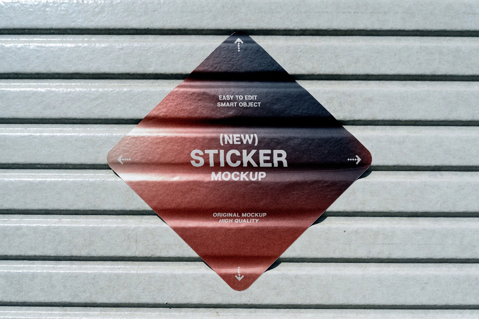 Free Diamond Sticker Mockup on Roller Shutter PSD Template