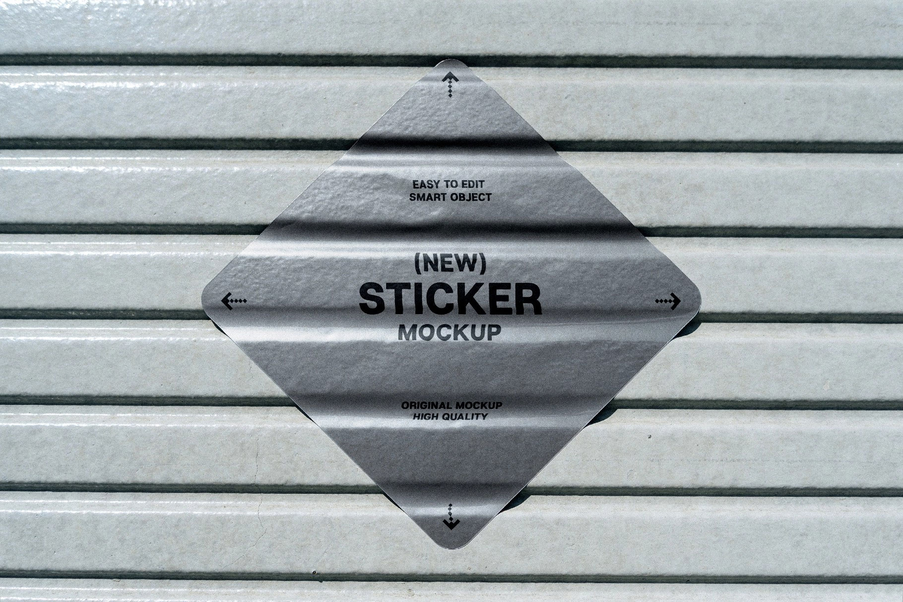 Free Diamond Sticker Mockup on Roller Shutter PSD Template