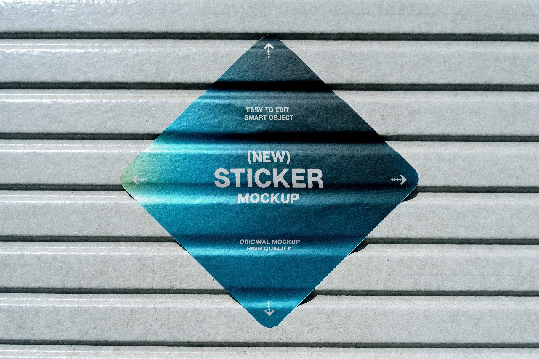 Free Diamond Sticker Mockup on Roller Shutter PSD Template