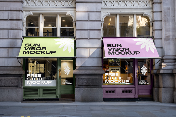 Free Double Storefront Mockup PSD Template
