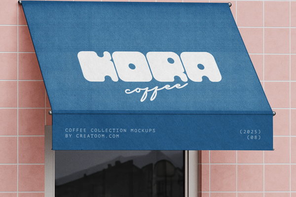 Free Fabric Awning Mockup over Window PSD Template